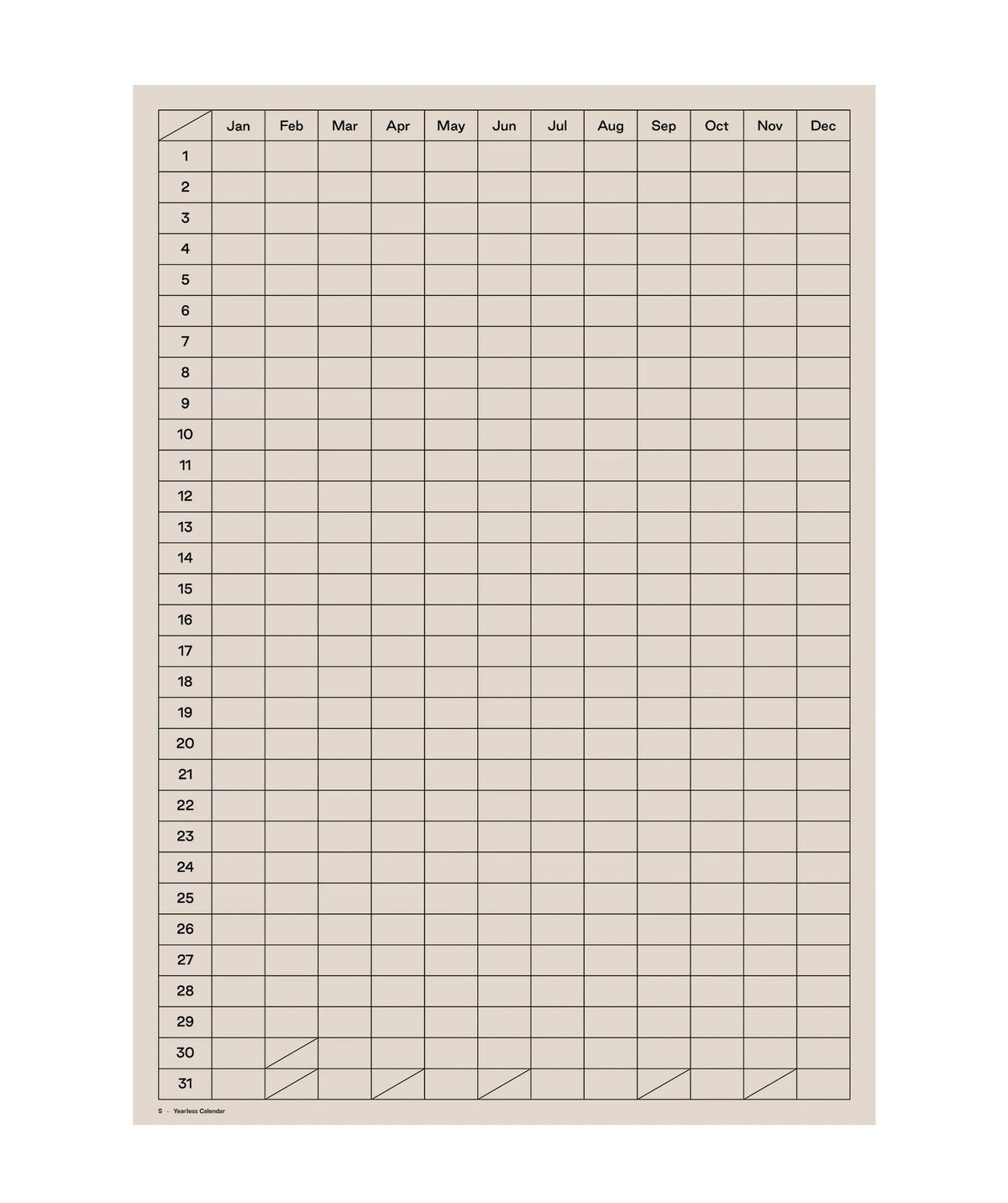 Yearless Calendar